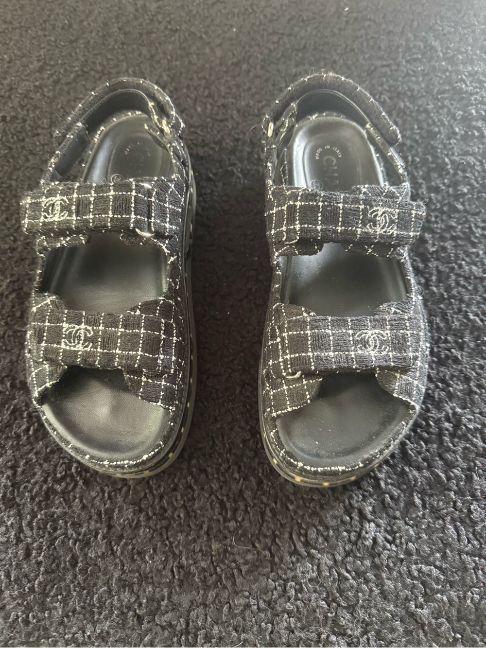 CHANEL Light up 💡 Tweed Sandals